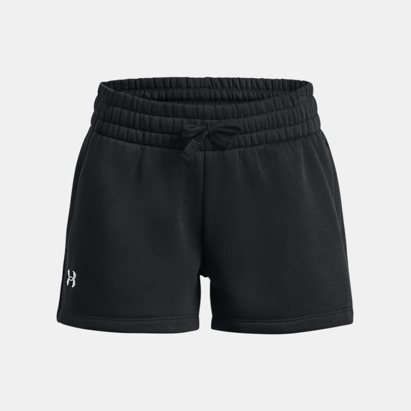 Shorts Under Armour Rival Fleece da ragazza Nero / Bianco YXS (122 - 127 cm)